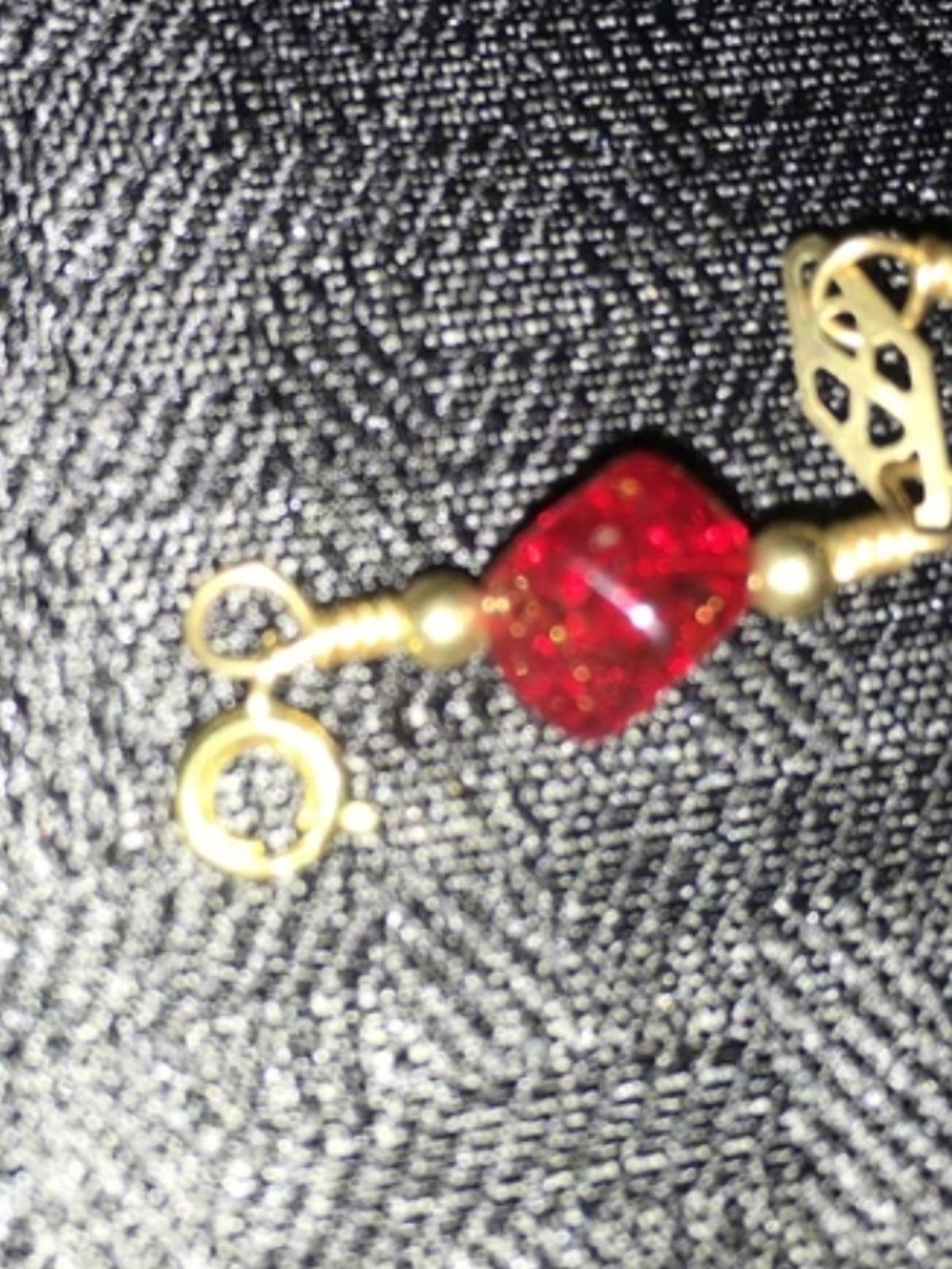 Gold-Tone Bracelet with Faceted Ruby-Red Beads - Picture 3 of 6